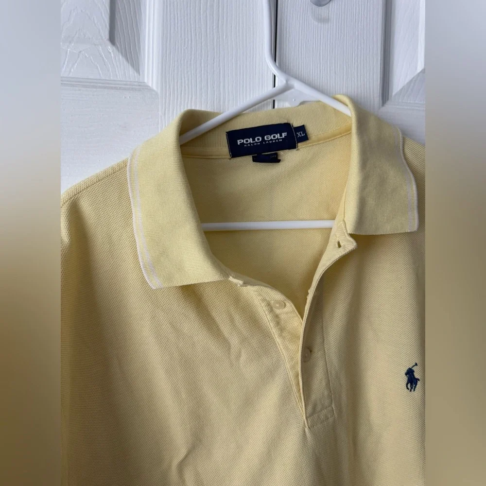 Polo Golf Ralph Lauren Butter Yellow & Navy Polo Shirt XL Quiet Luxury Vintage